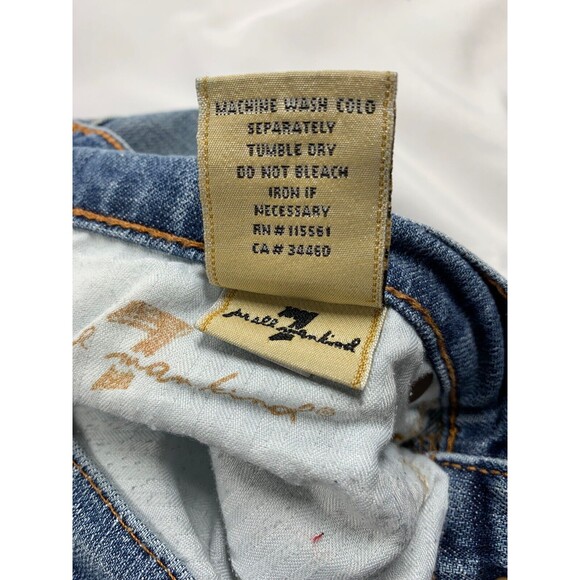7 For All Mankind Jeans Women Size 29 Blue Boot Cut Crop Low Rise 32x26 - Picture 9 of 11